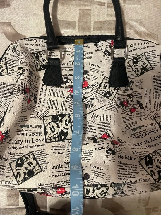 Disney Mickey & Mini Mouse Satchel - Crossbody Bag  newspaper print new - Picture 7 of 8